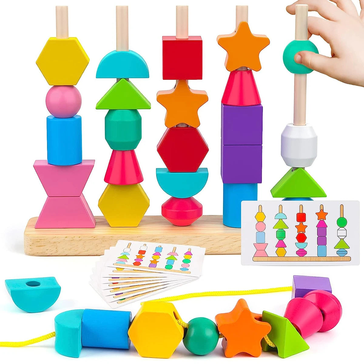 Jouets de séquençage en bois à empiler